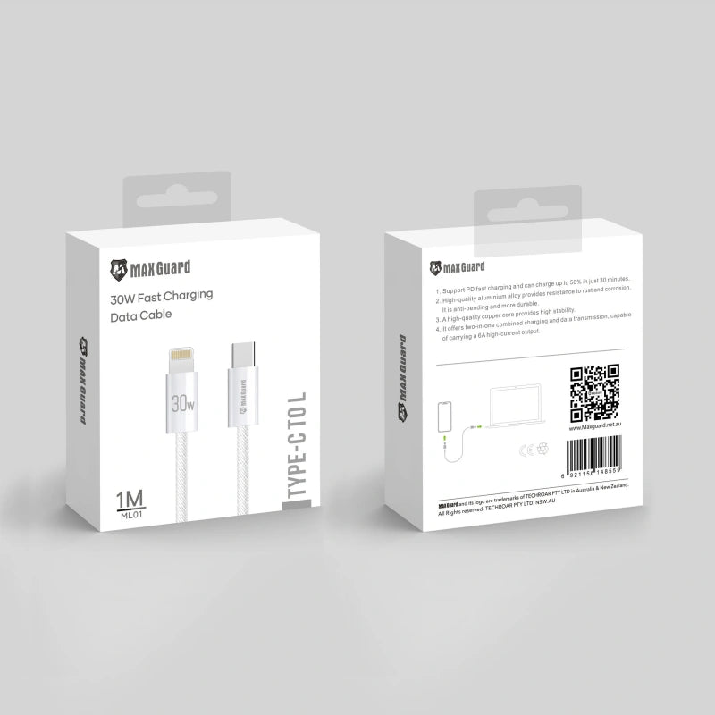 Maxguard ML01 1m 30W Type-C to Lightning Cable