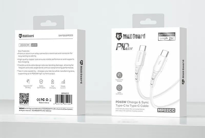 Maxguard MP02CC 2m 65W Type-C to C Cable