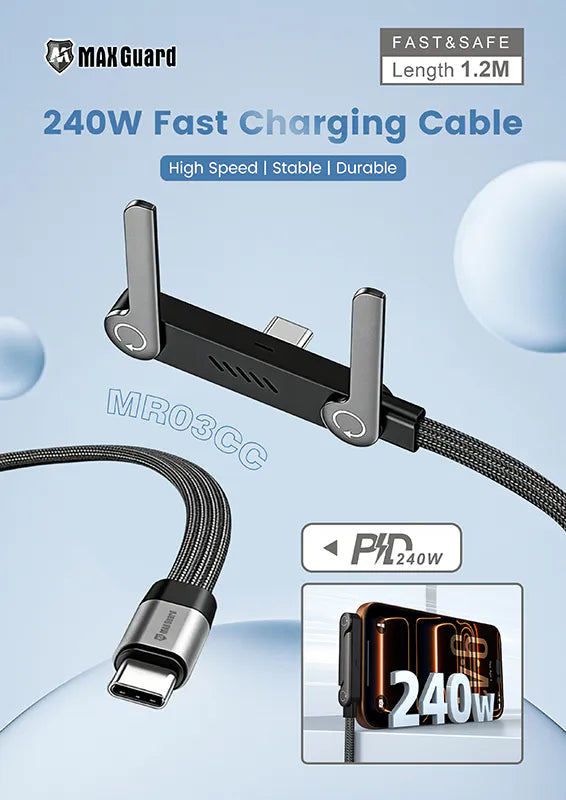 Maxguard MR03CC Invisible Stand PD 240W Fast Charging Type-C to C Cable
