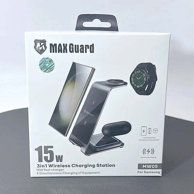 Maxguard MW05 3 in 1 15W Wireless Charger (for Samsung watch and IOS & android system phone)