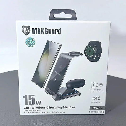 Maxguard MW05 3 in 1 15W Wireless Charger (for Samsung watch and IOS & android system phone)