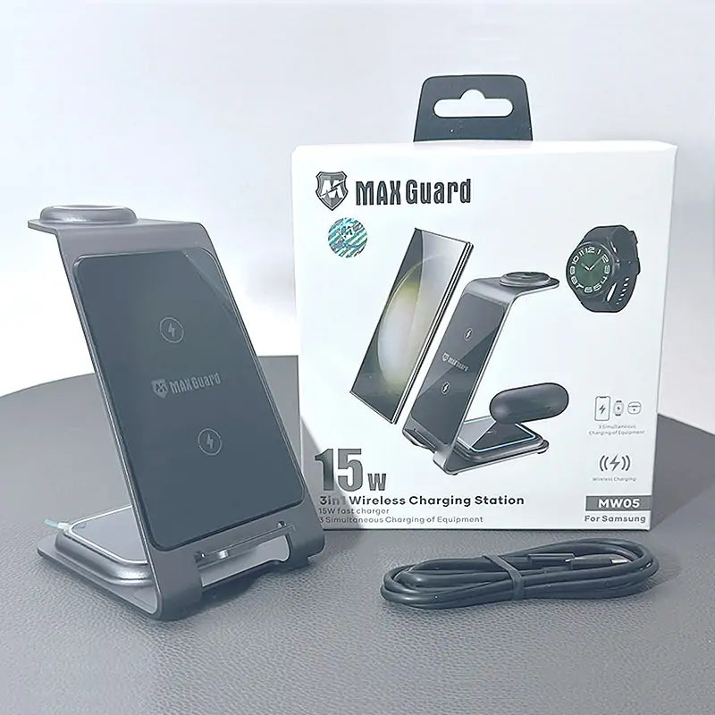 Maxguard MW05 3 in 1 15W Wireless Charger (for Samsung watch and IOS & android system phone)