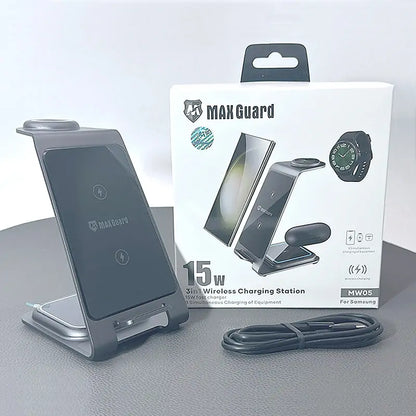 Maxguard MW05 3 in 1 15W Wireless Charger (for Samsung watch and IOS & android system phone)