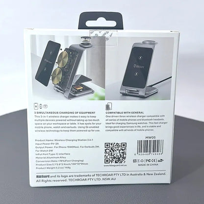 Maxguard MW05 3 in 1 15W Wireless Charger (for Samsung watch and IOS & android system phone)
