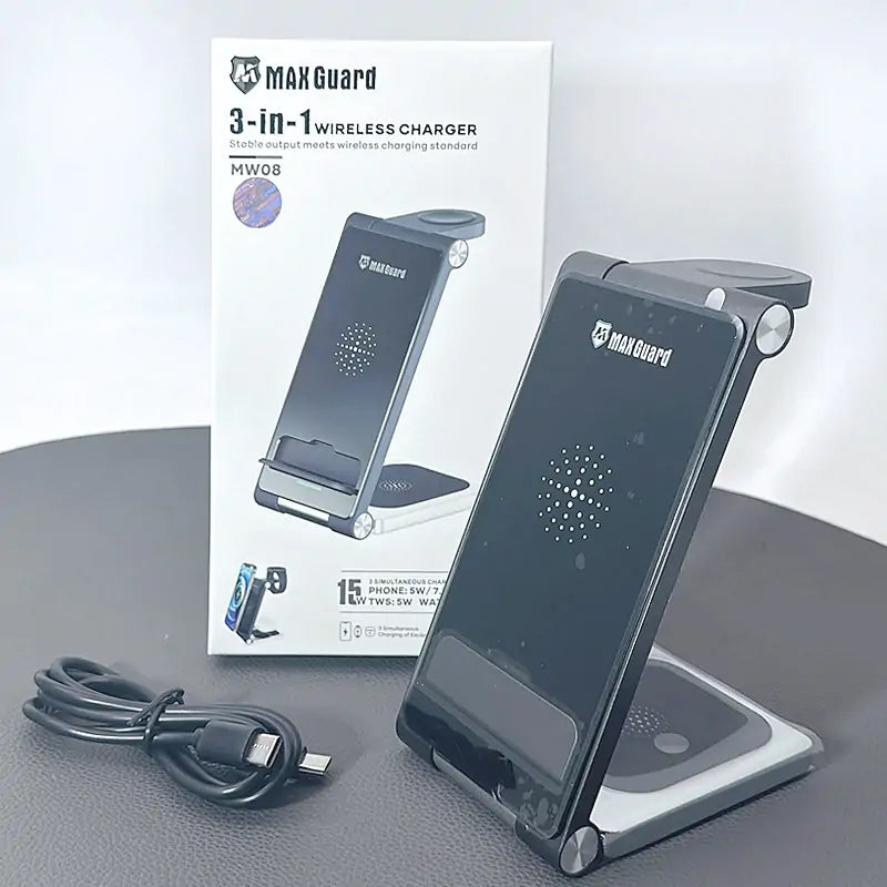 Maxguard MW08 3 in 1 15W Wireless Charger (For apple watch and IOS & android system phone)