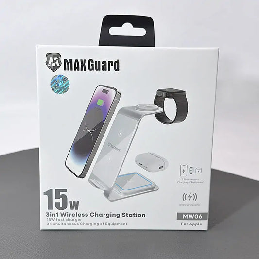 Maxguard MW06 3 in 1 15W Wireless Charger (For apple watch and IOS & android system phone)