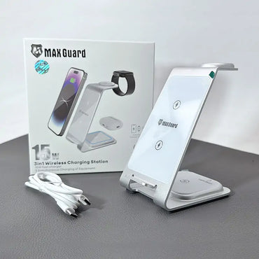 Maxguard MW06 3 in 1 15W Wireless Charger (For apple watch and IOS & android system phone)