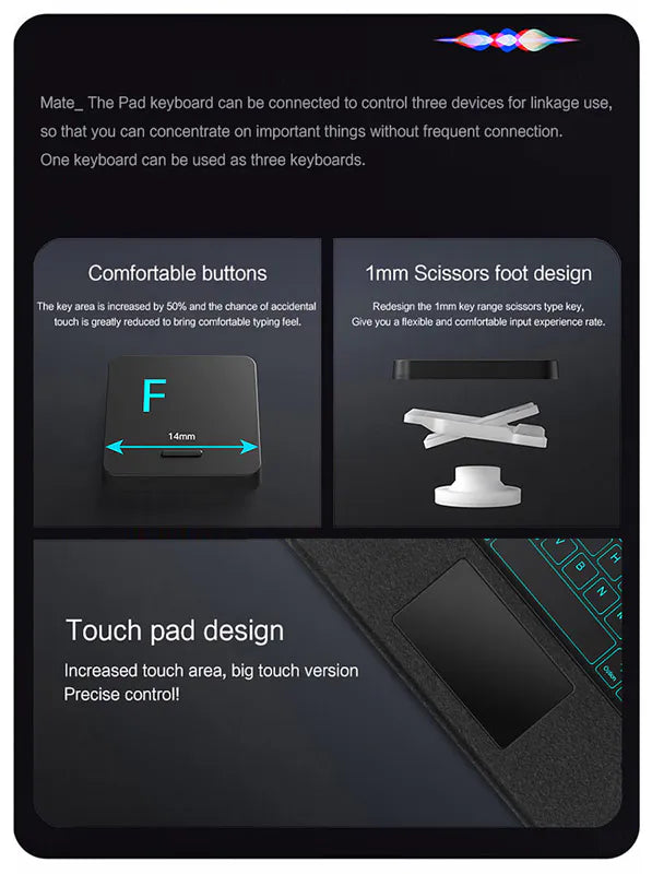 iPad Pro 11 M4 2024 Magnetic Detachable Keyboard Multi-Touch