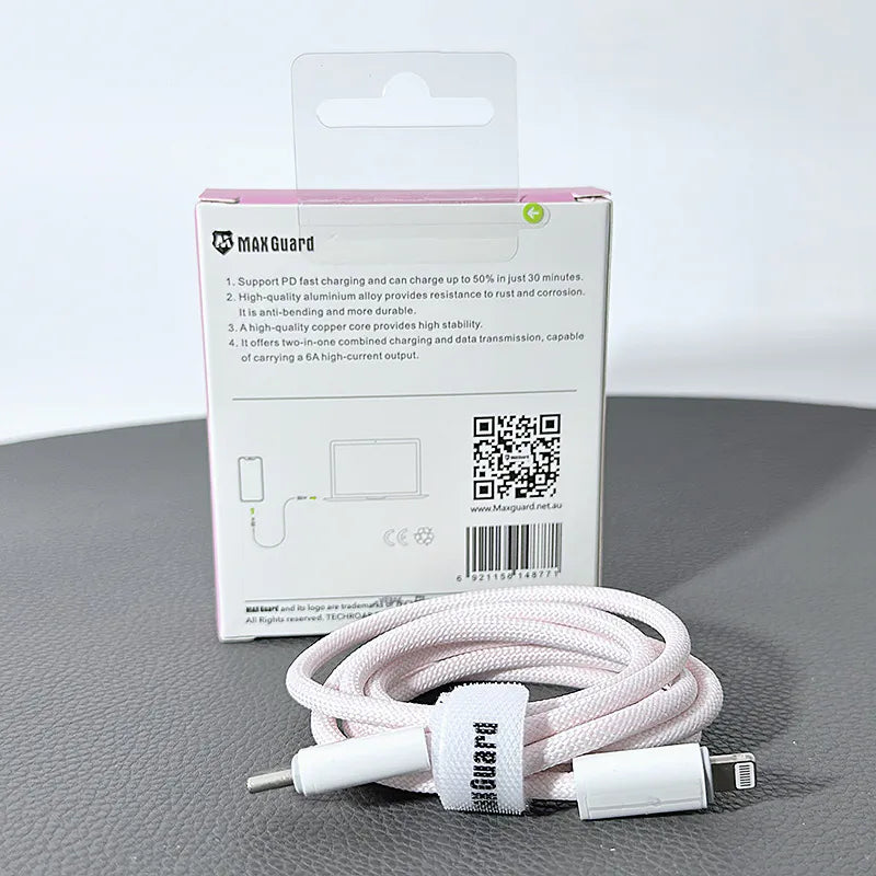 Maxguard 1m Colours 30W Type-C to Lightning Cable