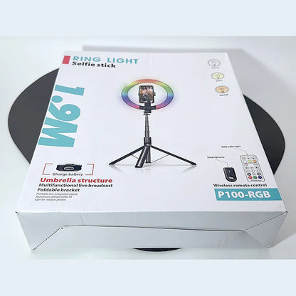 1.9m Umbrella Structure Ring Llight Selfie Stick P100RGB