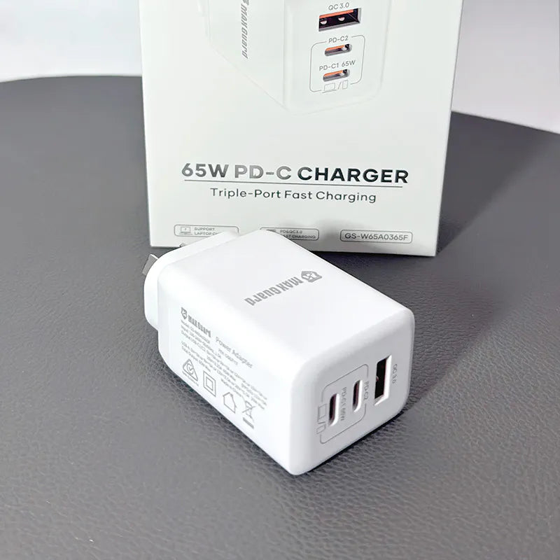 Maxguard W65A0365F 65W PD Wall Charger (Works for laptops, tablets, and phones)