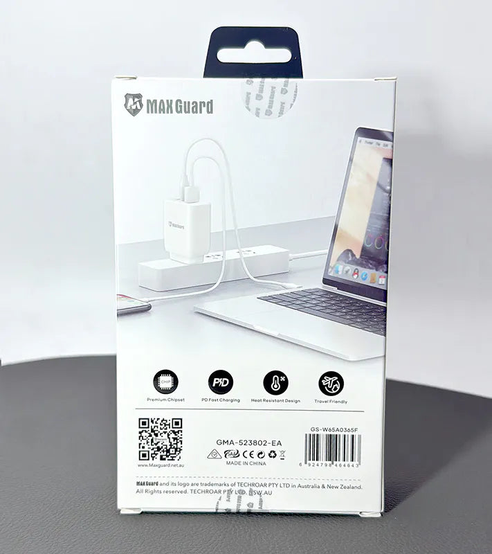 Maxguard W65A0365F 65W PD Wall Charger (Works for laptops, tablets, and phones)