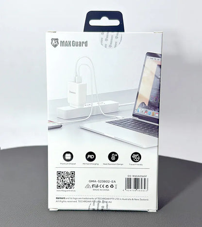 Maxguard W65A0365F 65W PD Wall Charger (Works for laptops, tablets, and phones)