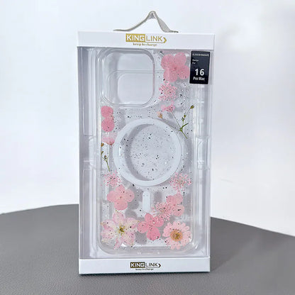 Case for Iphone 12 6.1/12 Pro 6.1 Kinglink Real Flower Blossom MagFit