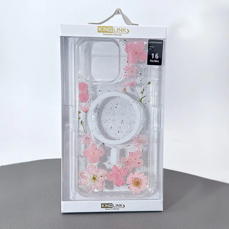 Case for Iphone 15 Pro 6.1 Kinglink Real Flower Blossom MagFit