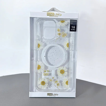 Case for Iphone 14 6.1 Kinglink Real Flower Blossom MagFit (16e/13 6.1 fit)