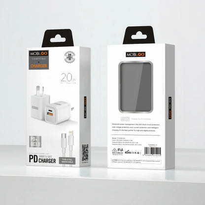 Mobigo TCS2081ACLC PD 20W wall charger with Type-C to Lightning combo