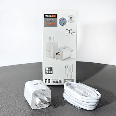 Mobigo TCS2081ACCC PD 20W wall charger with Type-C to C combo