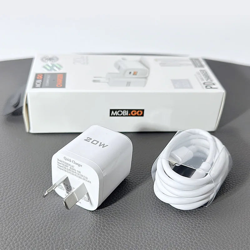 Mobigo TCS2081ACLC PD 20W wall charger with Type-C to Lightning combo