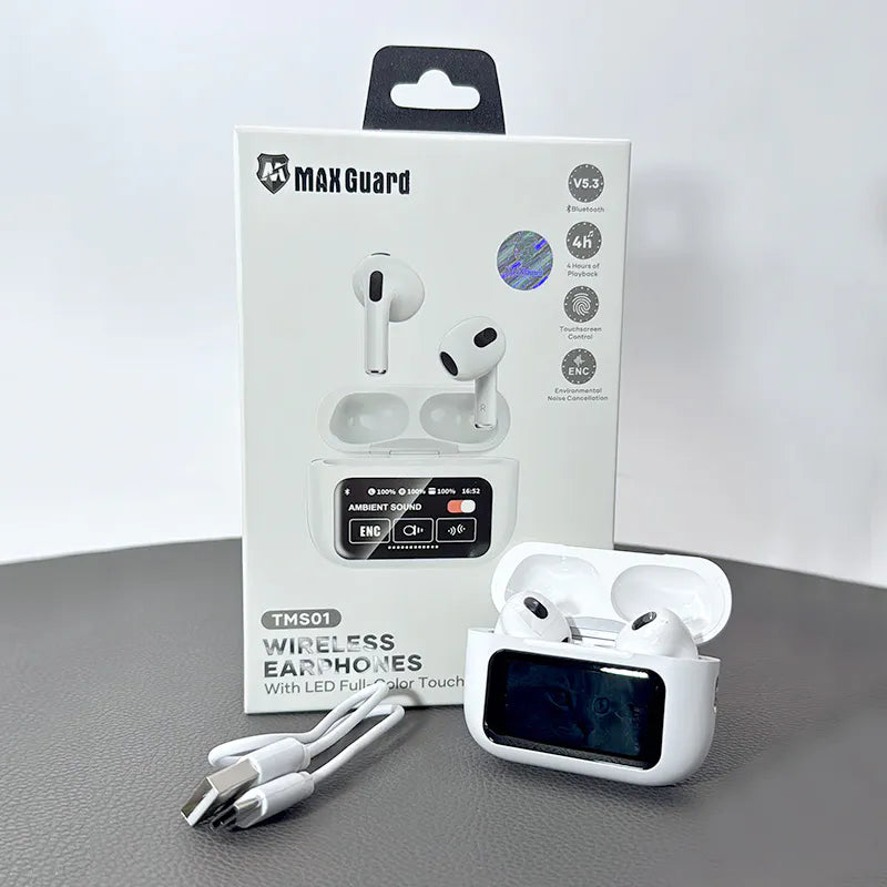 Maxguard TMS01 bluetooth earphone with LED Color Touchscreen