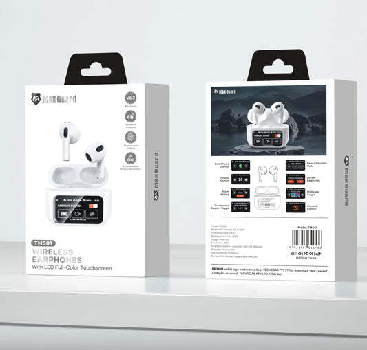 Maxguard TMS01 bluetooth earphone with LED Color Touchscreen