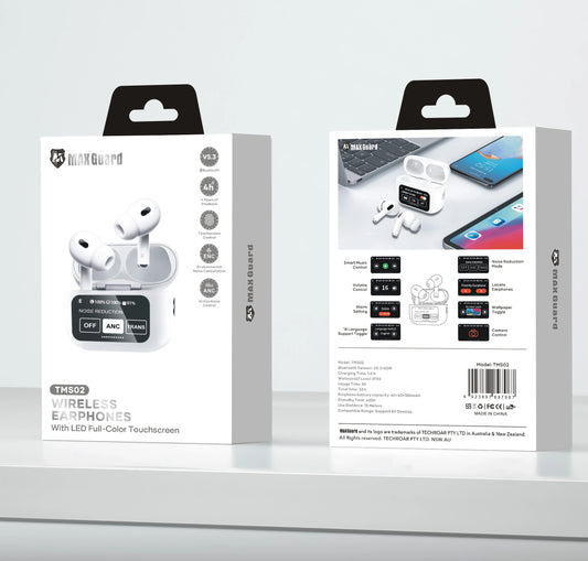 Maxguard TMS02 bluetooth earphone with LED Color Touchscreen