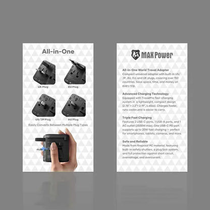 Maxpower TP01 PD20w All-in-One Travel Adapter
