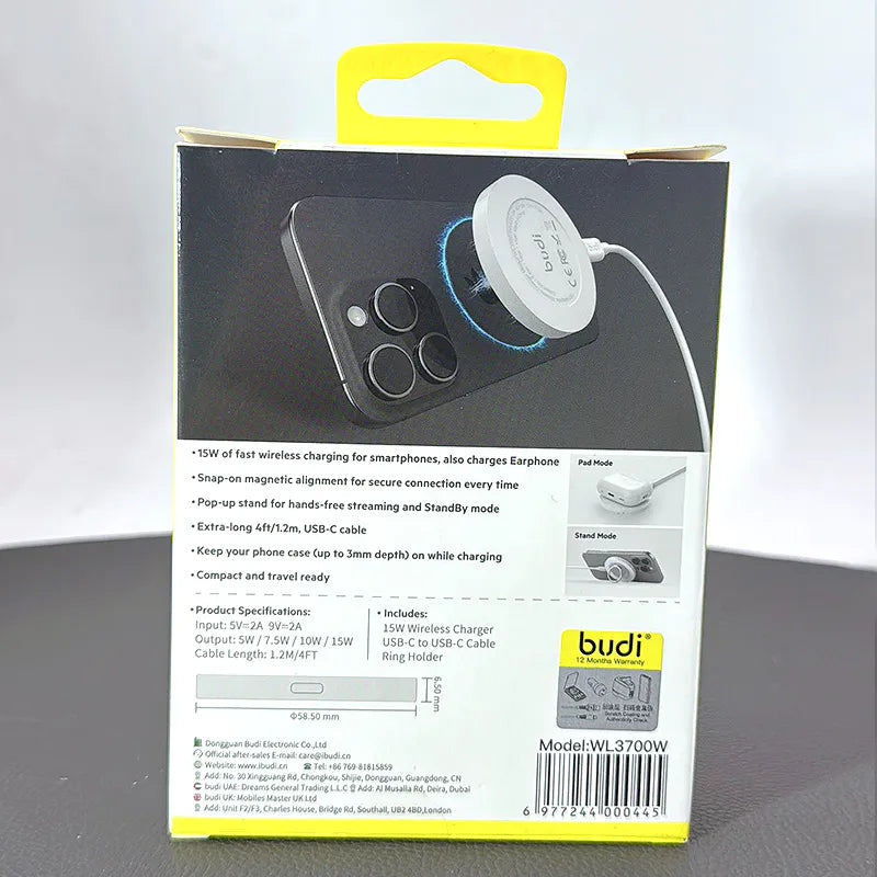 Budi WL3700W 15W MagFit Wireless Charger