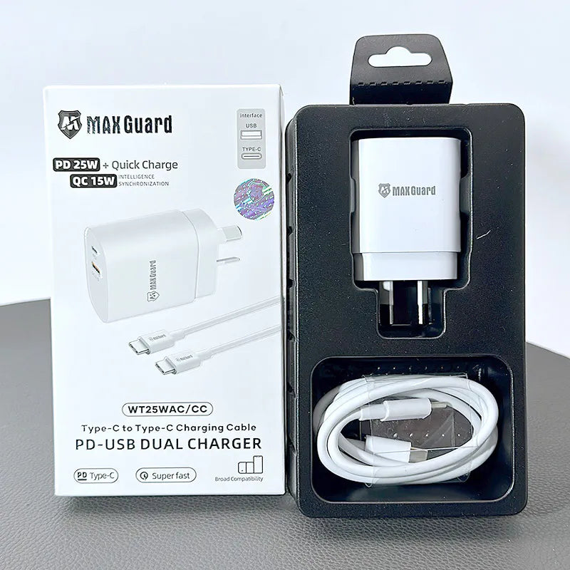 Maxguard WT25WAC/CC PD 25W wall charger with Type-C to C combo