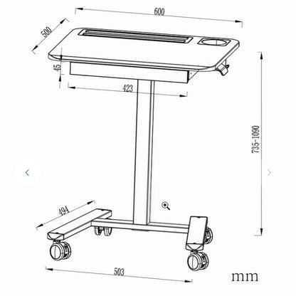 ONLINE Mobile WHEELY Sit Stand Desk Work Station 600X500MM FA122ww