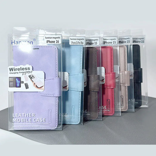 Case for iPhone 16 plus 6.7 Hanman 2 in 1 Detachable Magnetic Wallet