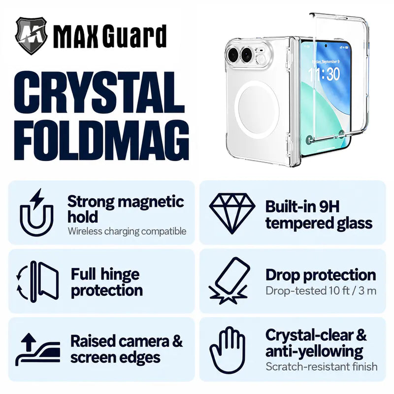 Case for iPhone Duo Crystal Foldmag (Built-in Tempered Glass)