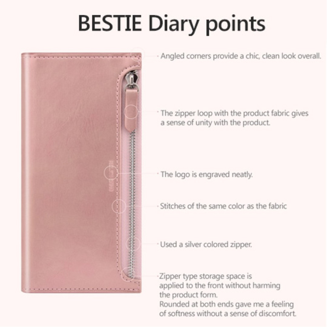 Case for Iphone 12 mini 5.4 molan cano bestie zip diary  (fit 13 mini)