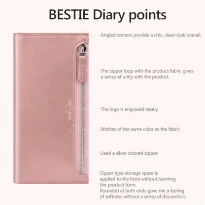 Case for Iphone 12 mini 5.4 molan cano bestie zip diary  (fit 13 mini)