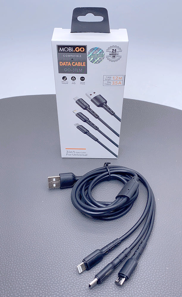 Mobigo GO3TLM 1.2m 3 in 1 cable