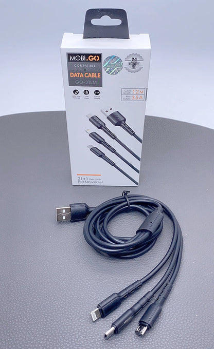 Mobigo GO3TLM 1.2m 3 in 1 cable