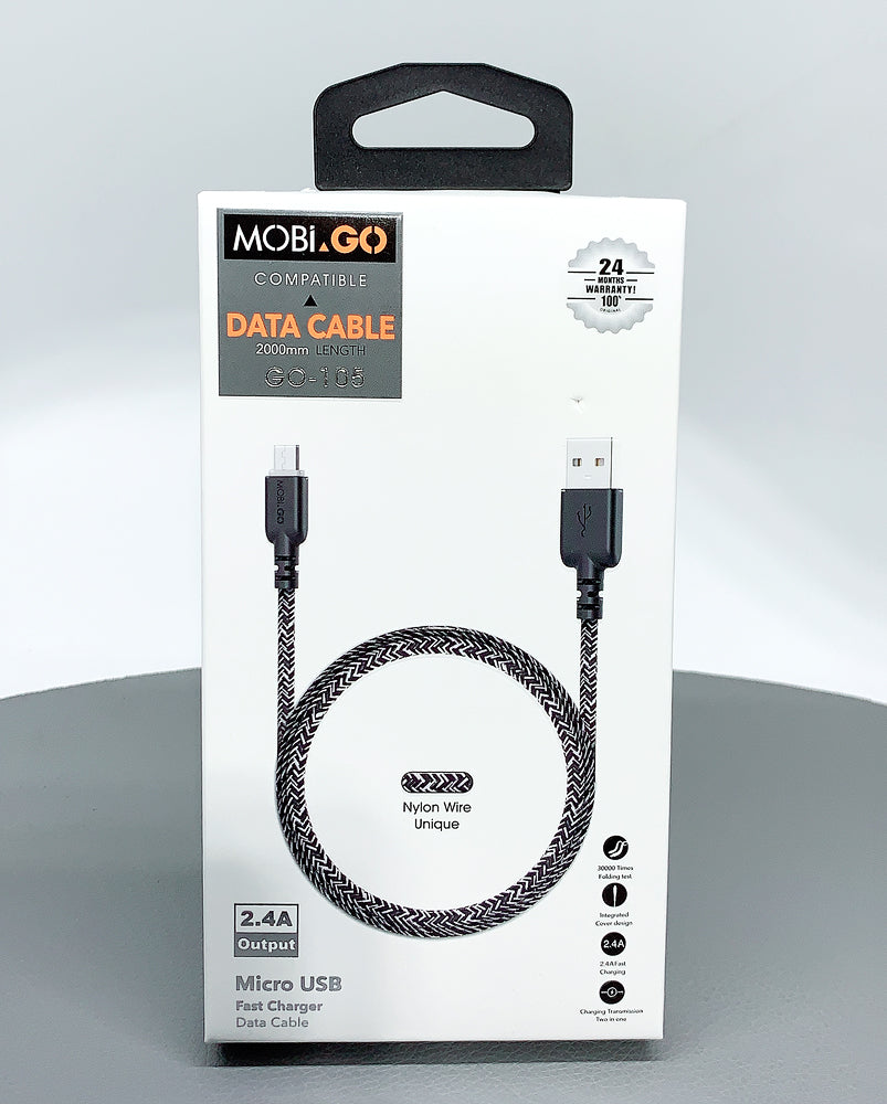 Mobigo GO105 2m USB-A to Micro cable