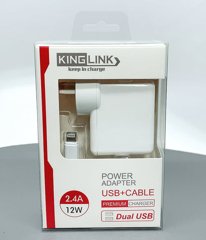 Kinglink M8J906L 12W wall charger with USB-A to Lightning combo