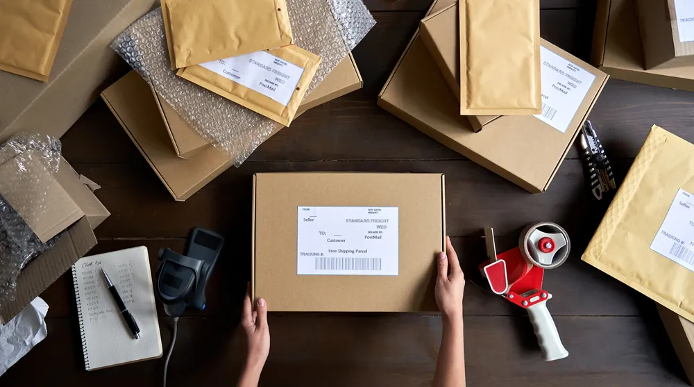 Courier delivery packages are ready for shipping